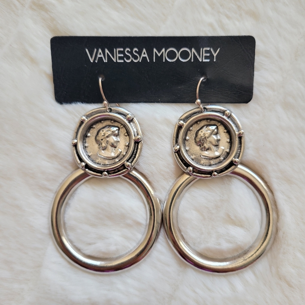 VANESSA MOONEY // silver Gianni coin hoop earrings